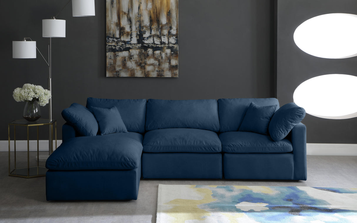 Plush Navy Velvet Standard Cloud Modular Sectional - galleria furniture outlet