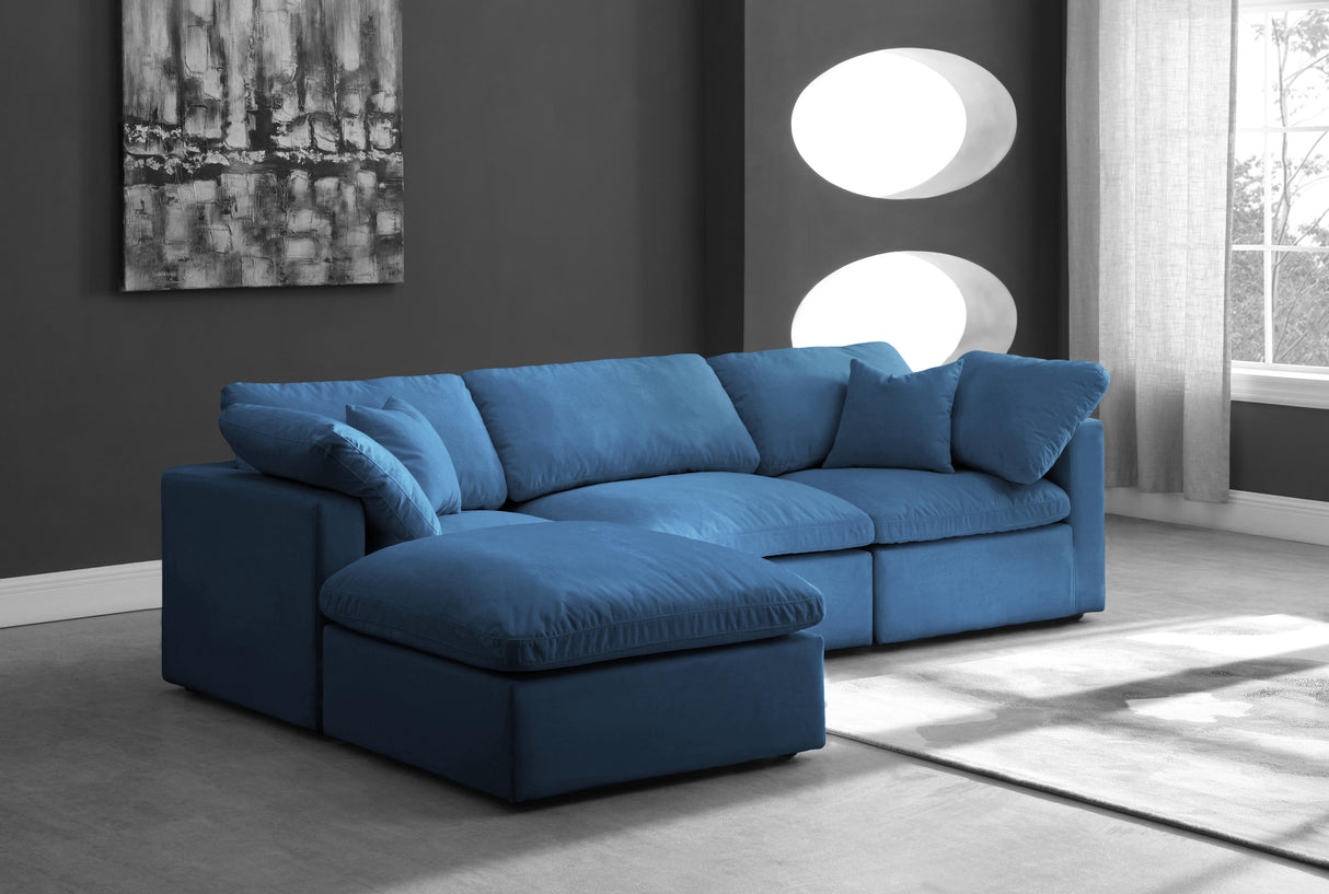 Plush Navy Velvet Standard Cloud Modular Sectional - galleria furniture outlet
