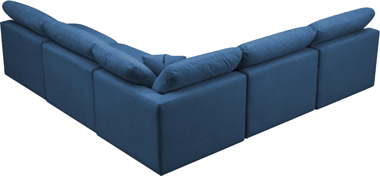 Plush Navy Velvet Standard Cloud Modular Sectional - galleria furniture outlet