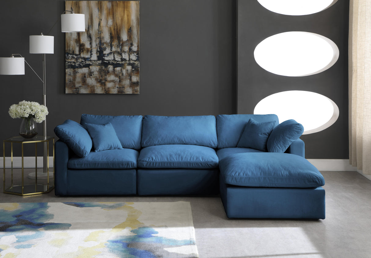 Plush Navy Velvet Standard Cloud Modular Sectional - galleria furniture outlet