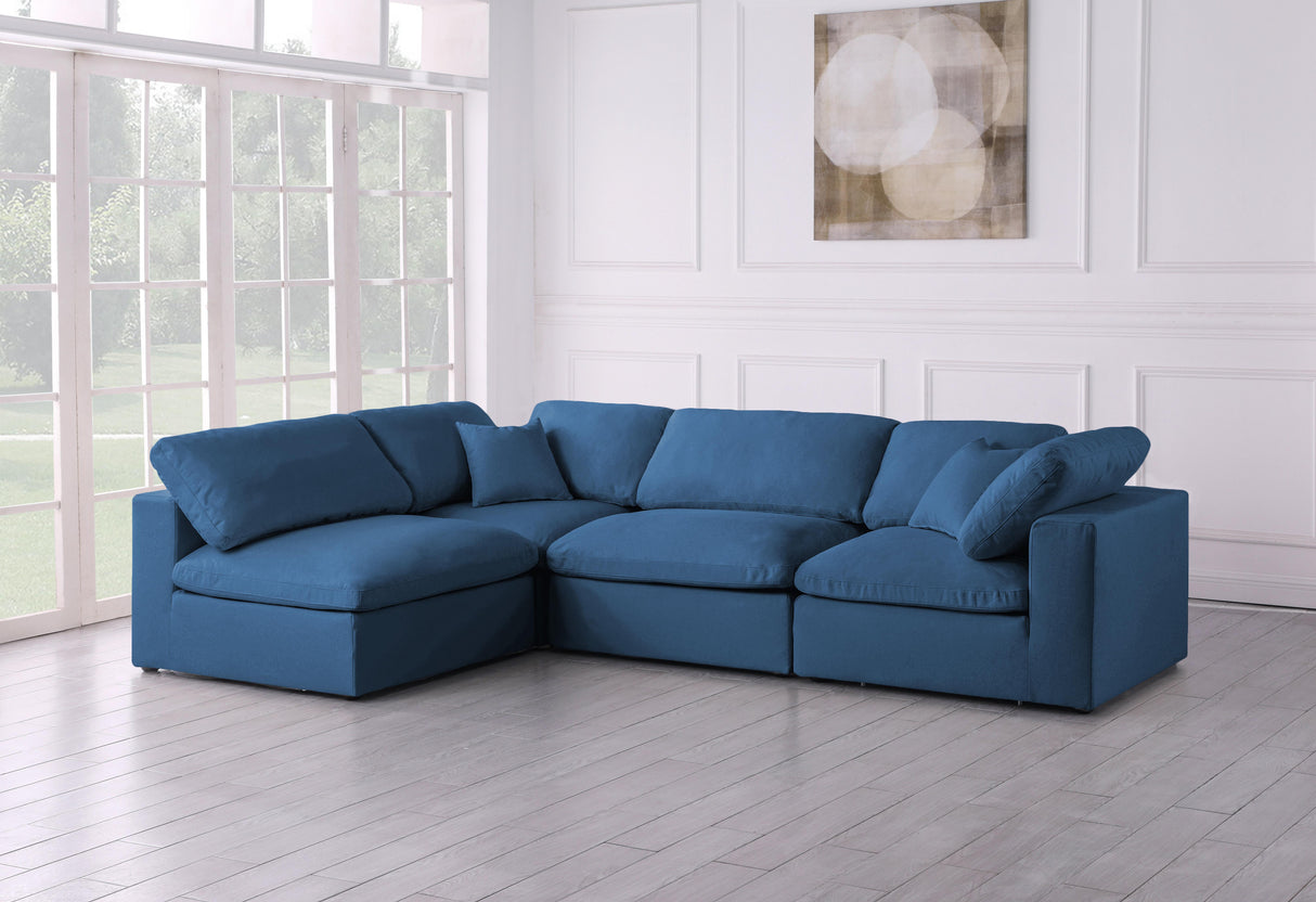 Plush Navy Velvet Standard Cloud Modular Sectional - galleria furniture outlet