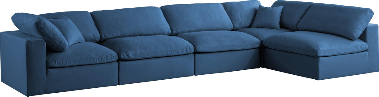 Plush Navy Velvet Standard Cloud Modular Sectional - galleria furniture outlet