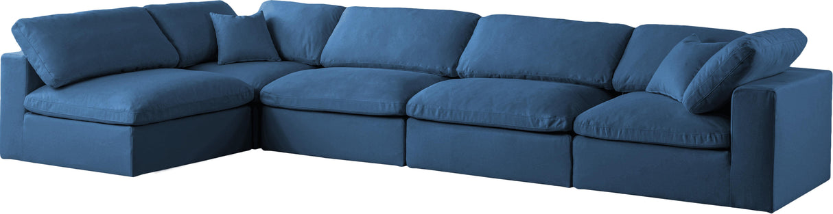 Plush Navy Velvet Standard Cloud Modular Sectional - galleria furniture outlet