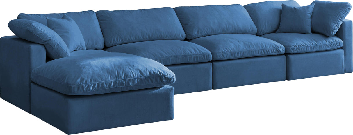 Plush Navy Velvet Standard Cloud Modular Sectional - galleria furniture outlet