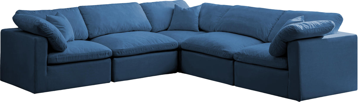 Plush Navy Velvet Standard Cloud Modular Sectional - galleria furniture outlet