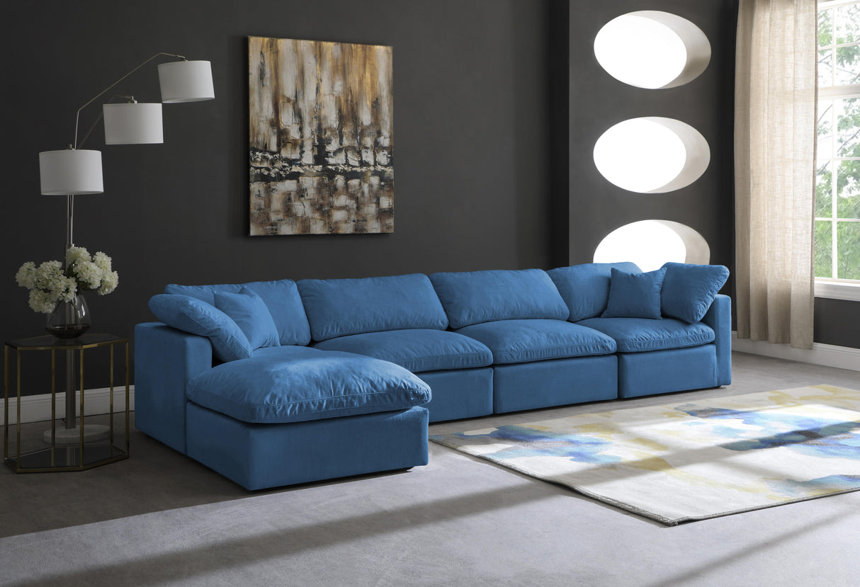 Plush Navy Velvet Standard Cloud Modular Sectional - galleria furniture outlet
