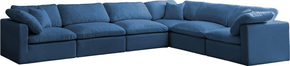 Plush Navy Velvet Standard Cloud Modular Sectional - galleria furniture outlet