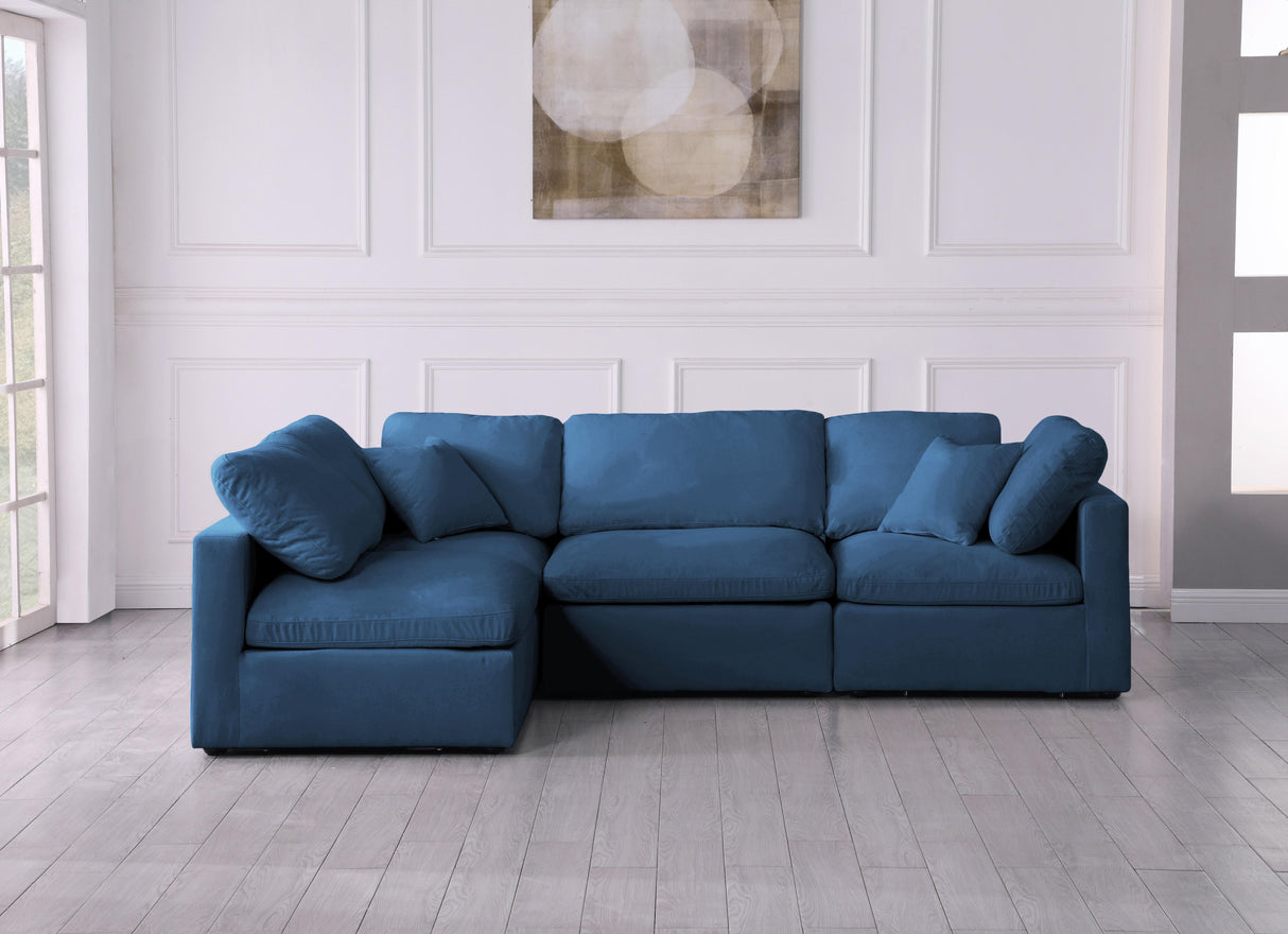 Plush Navy Velvet Standard Cloud Modular Sectional - galleria furniture outlet