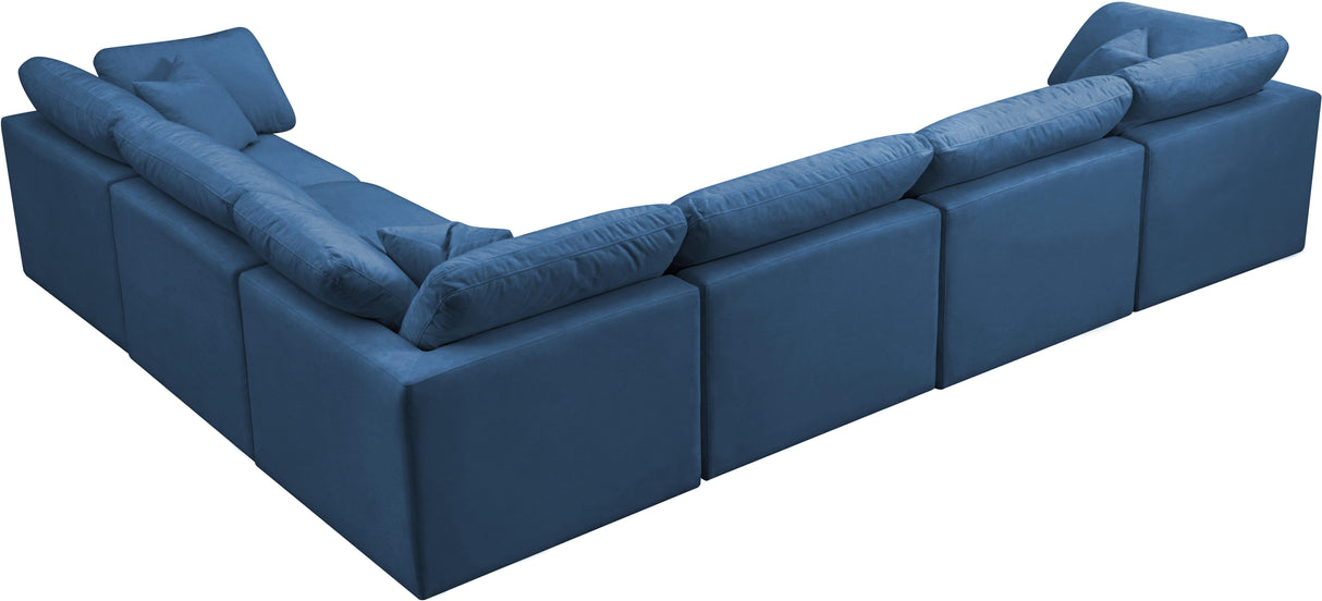 Plush Navy Velvet Standard Cloud Modular Sectional - galleria furniture outlet