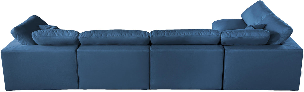 Plush Navy Velvet Standard Cloud Modular Sectional - galleria furniture outlet