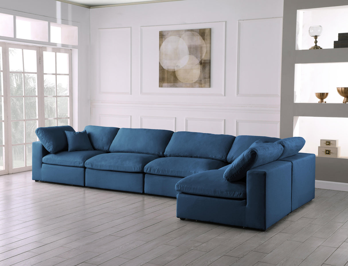 Plush Navy Velvet Standard Cloud Modular Sectional - galleria furniture outlet