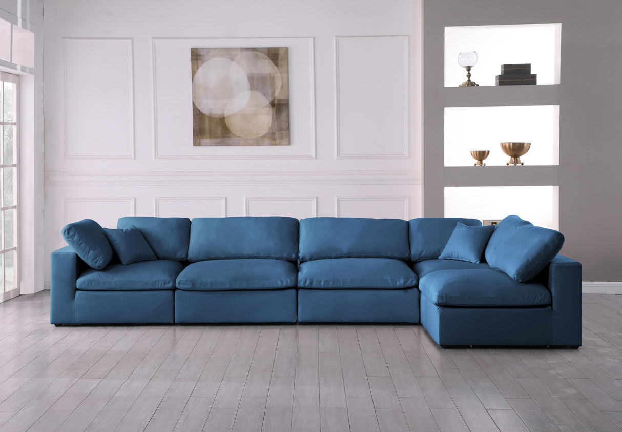 Plush Navy Velvet Standard Cloud Modular Sectional - galleria furniture outlet