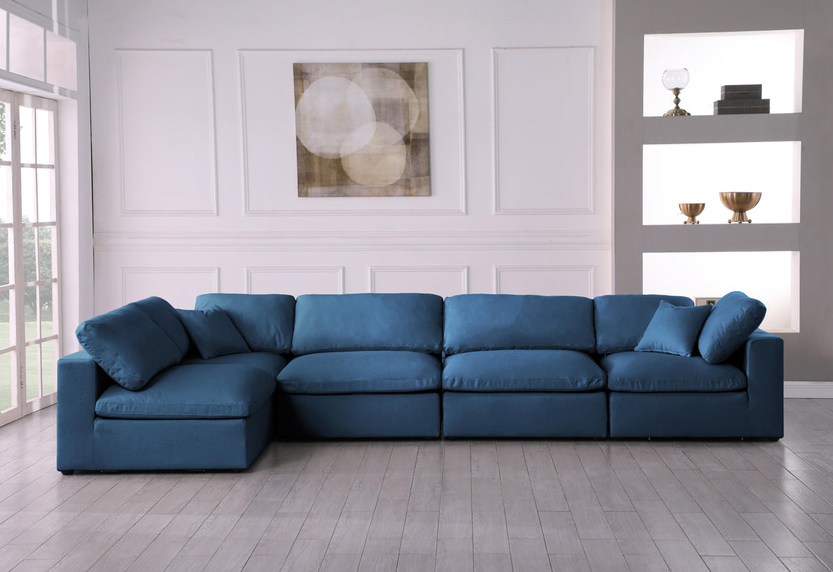 Plush Navy Velvet Standard Cloud Modular Sectional - galleria furniture outlet