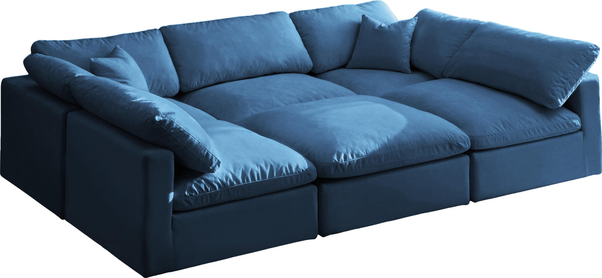 Plush Navy Velvet Standard Cloud Modular Sectional - galleria furniture outlet