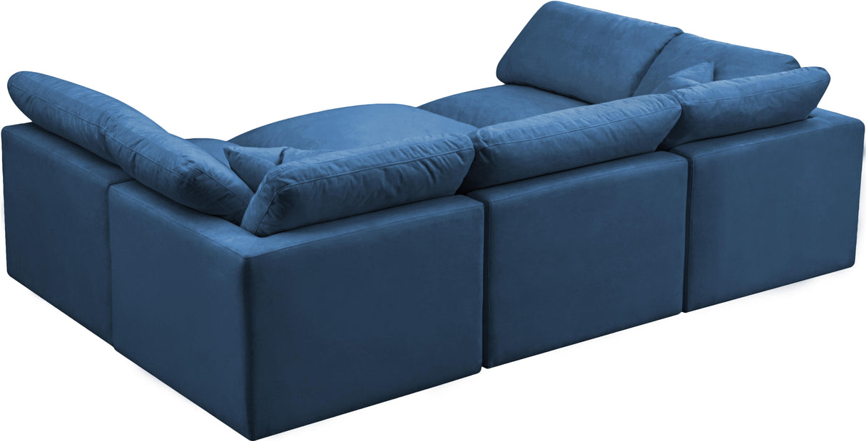 Plush Navy Velvet Standard Cloud Modular Sectional - galleria furniture outlet