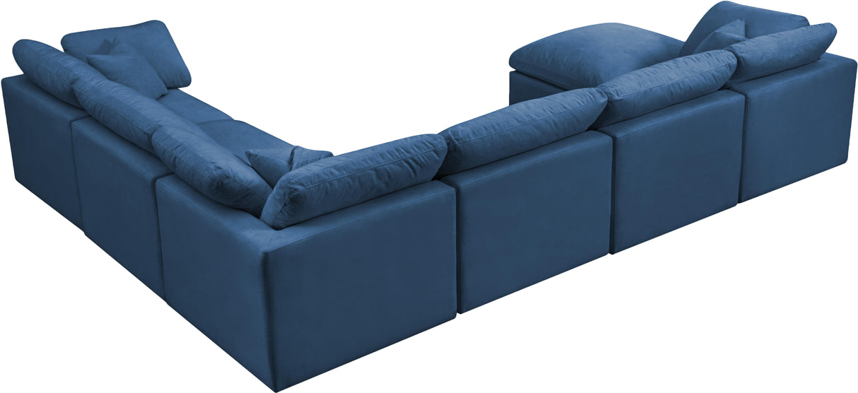 Plush Navy Velvet Standard Cloud Modular Sectional - galleria furniture outlet