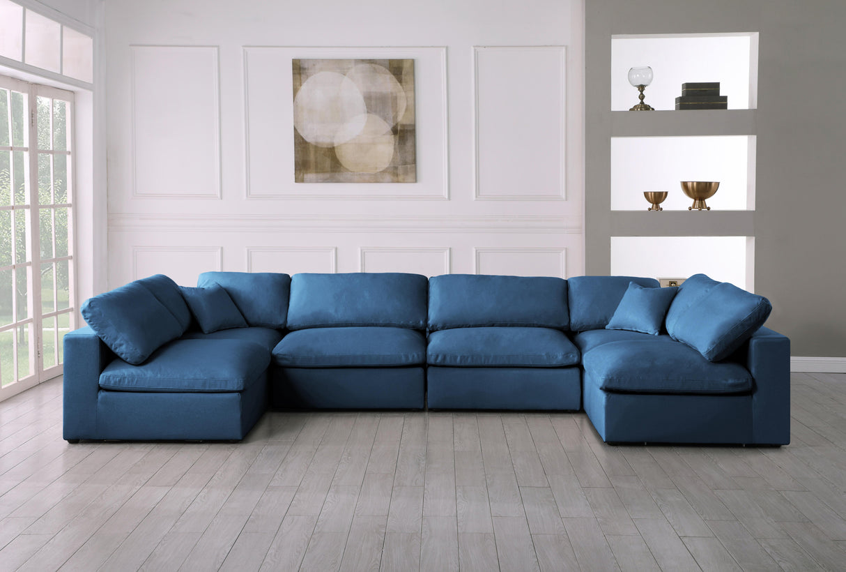 Plush Navy Velvet Standard Cloud Modular Sectional - galleria furniture outlet