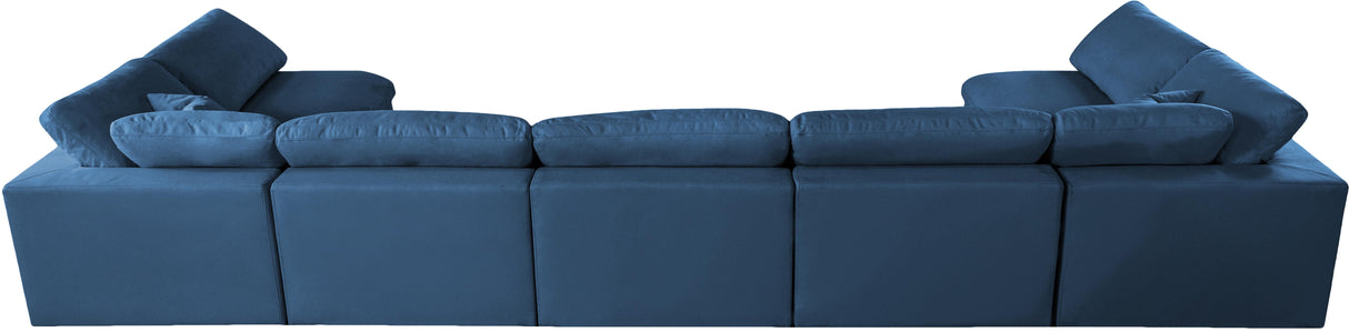 Plush Navy Velvet Standard Cloud Modular Sectional - galleria furniture outlet