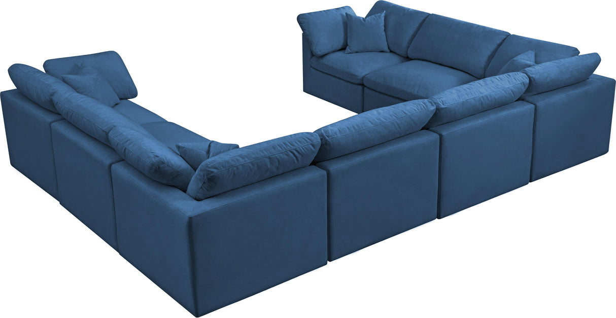 Plush Navy Velvet Standard Cloud Modular Sectional - galleria furniture outlet