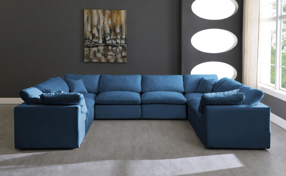 Plush Navy Velvet Standard Cloud Modular Sectional - galleria furniture outlet