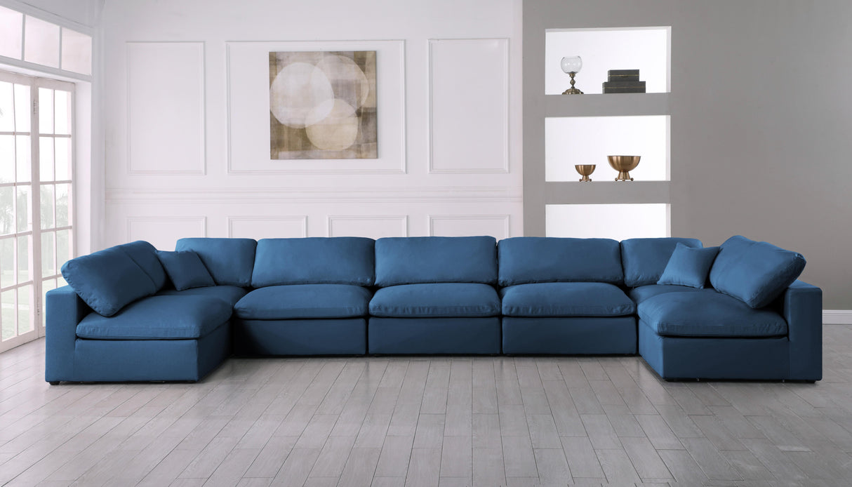 Plush Navy Velvet Standard Cloud Modular Sectional - galleria furniture outlet