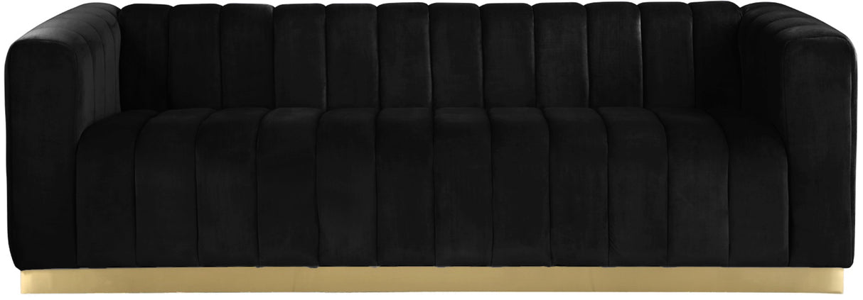 Marlon Black Velvet Sofa - galleria furniture outlet