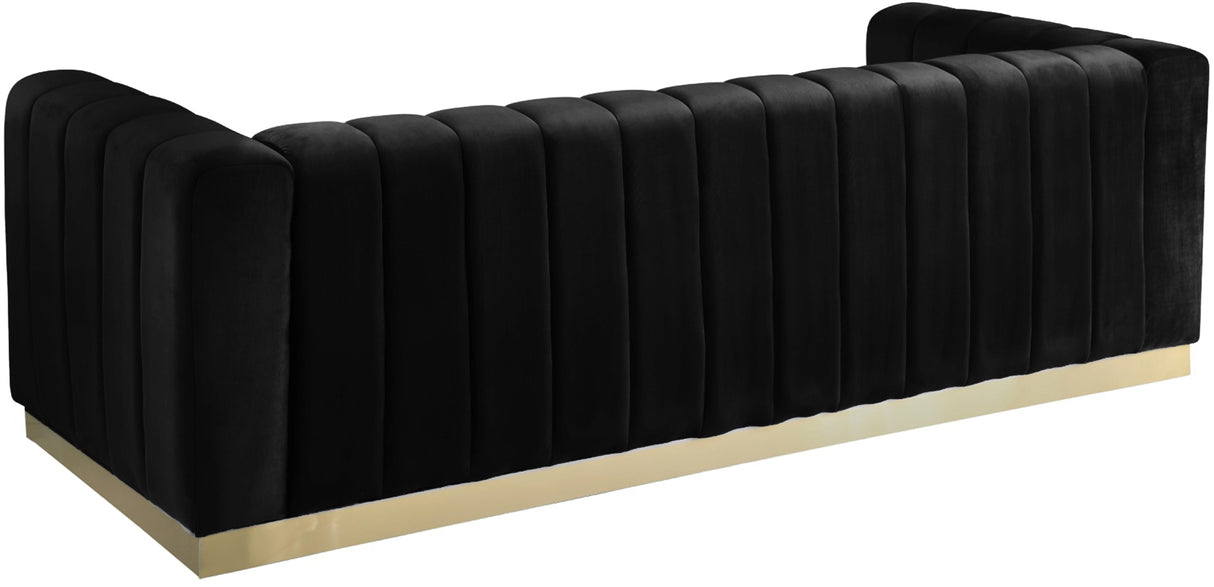 Marlon Black Velvet Sofa - galleria furniture outlet