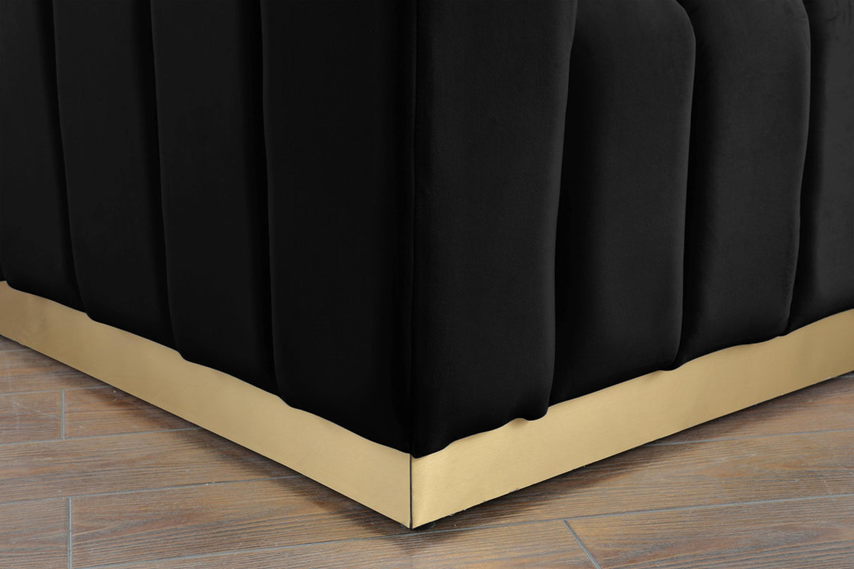 Marlon Black Velvet Sofa - galleria furniture outlet