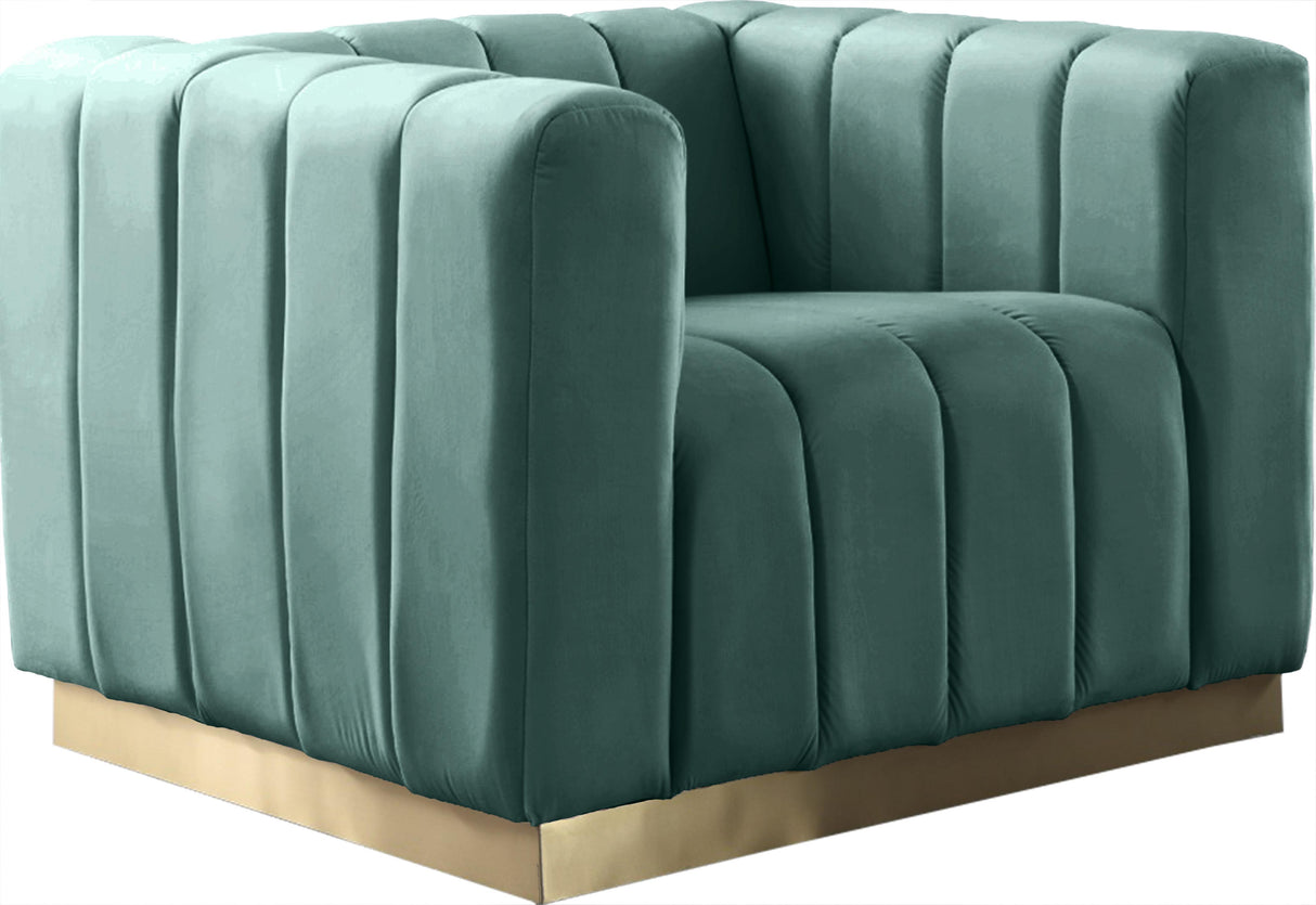 Marlon Mint Velvet Chair - galleria furniture outlet