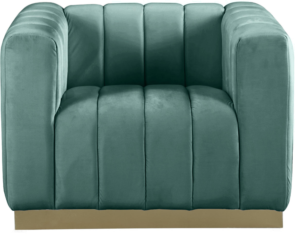 Marlon Mint Velvet Chair - galleria furniture outlet