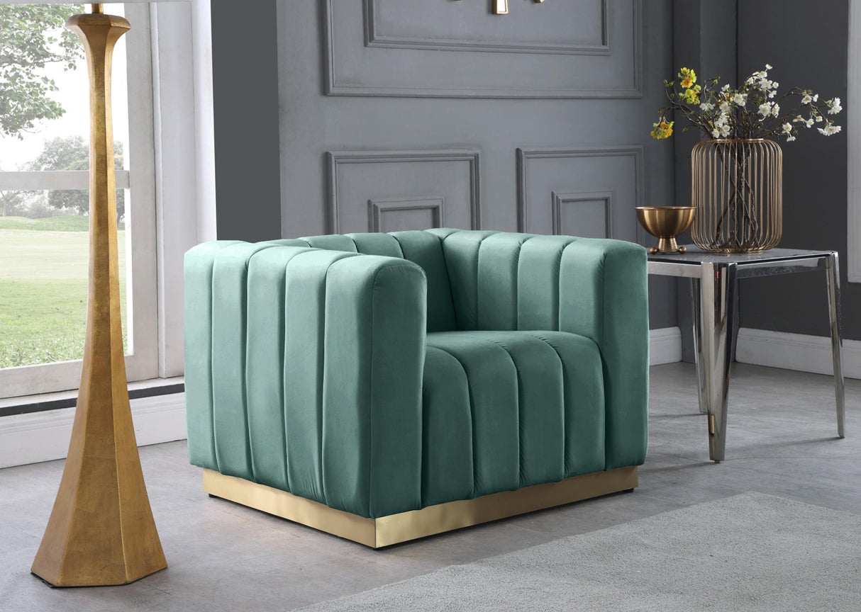 Marlon Mint Velvet Chair - galleria furniture outlet