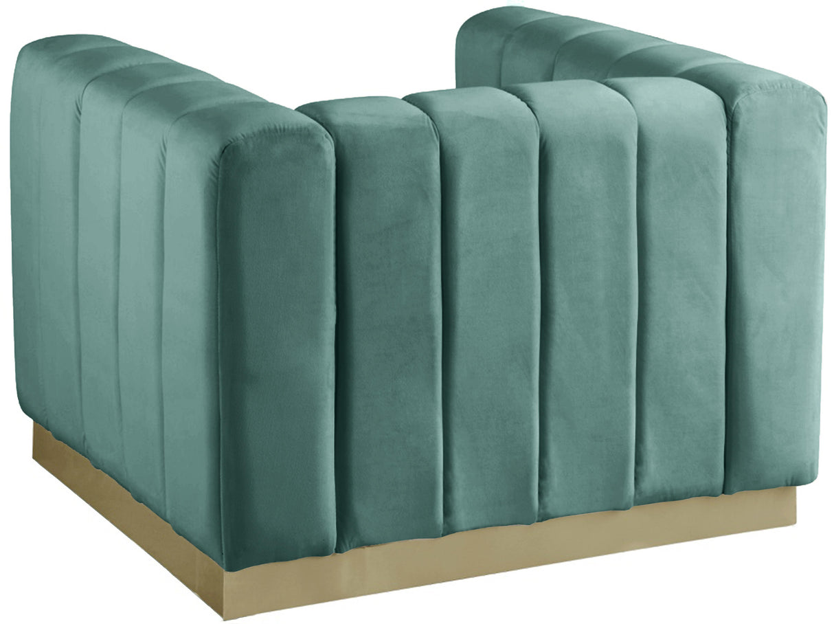 Marlon Mint Velvet Chair - galleria furniture outlet
