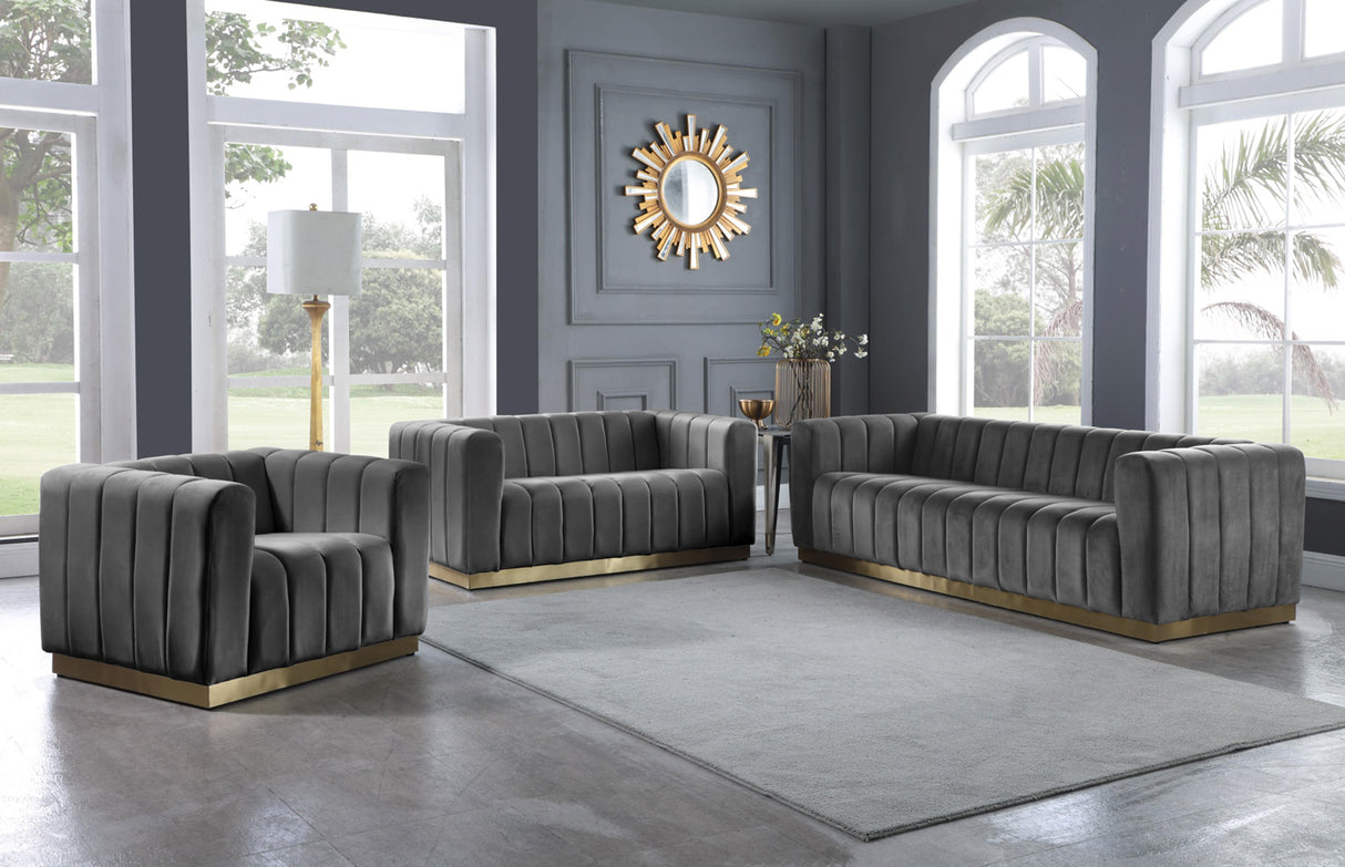 Marlon Grey Velvet Loveseat