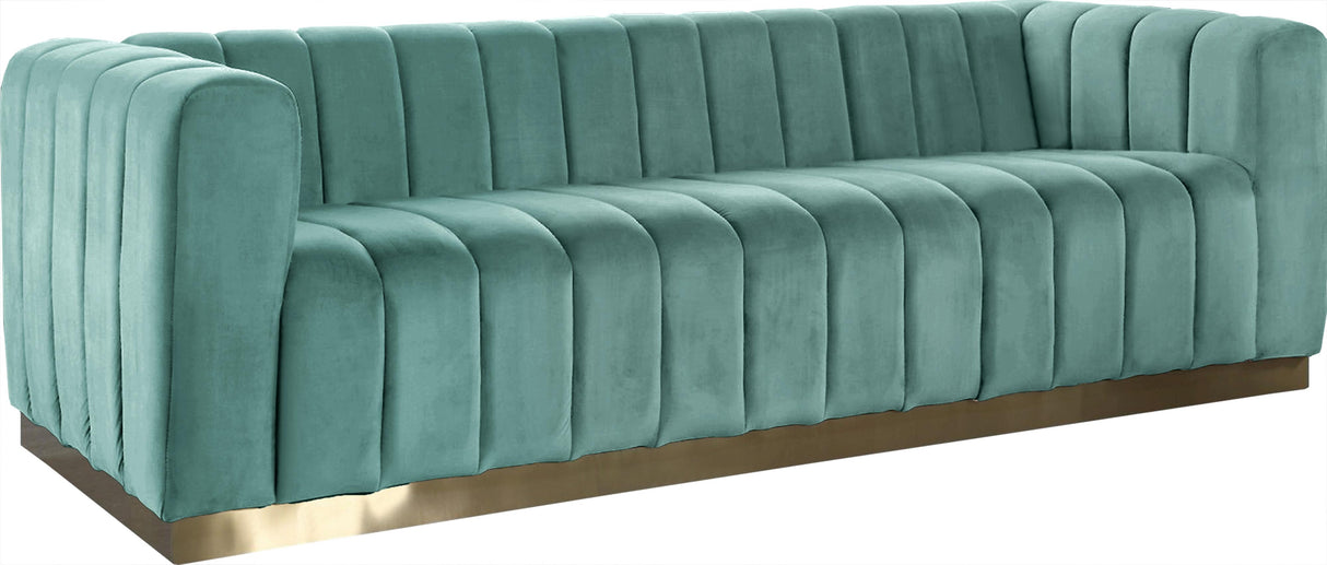 Marlon Mint Velvet Sofa - galleria furniture outlet