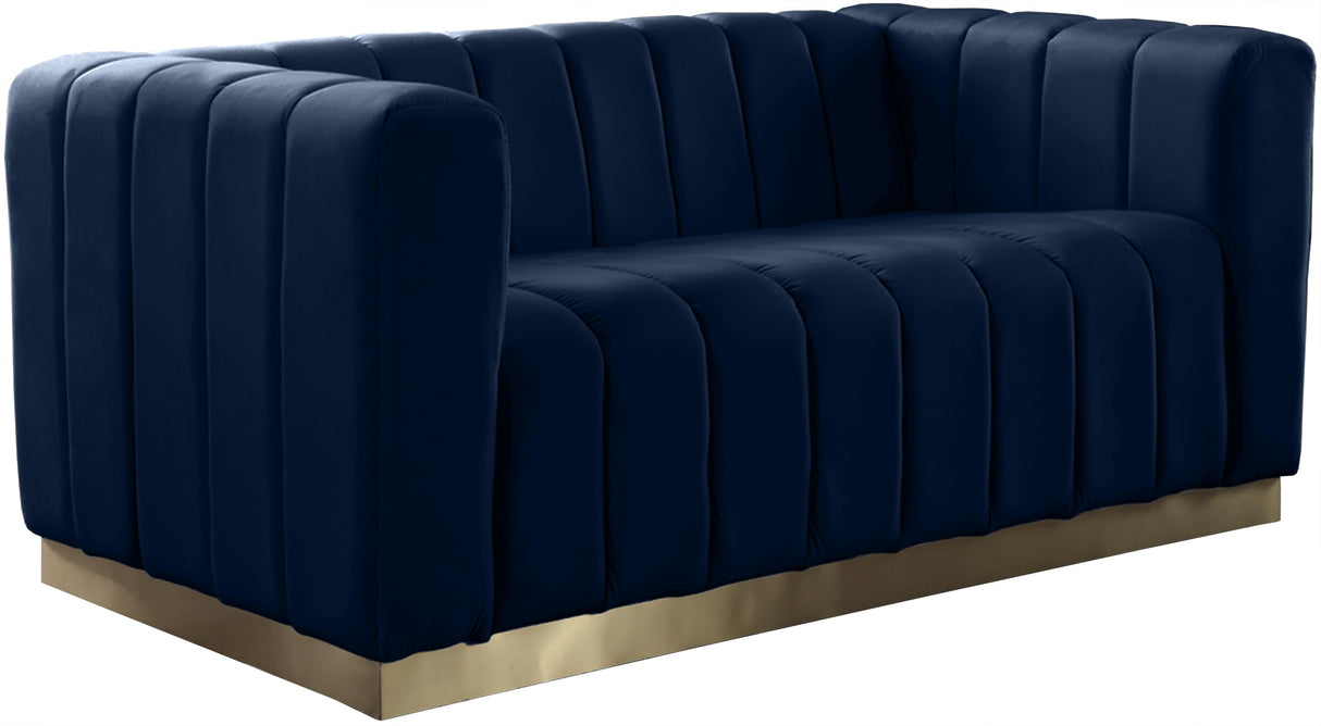 Marlon Navy Velvet Loveseat