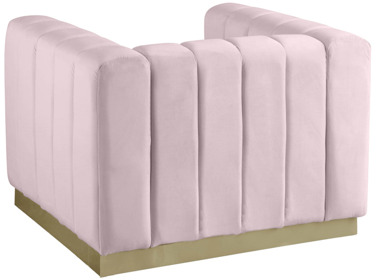 Marlon Pink Velvet Chair - galleria furniture outlet