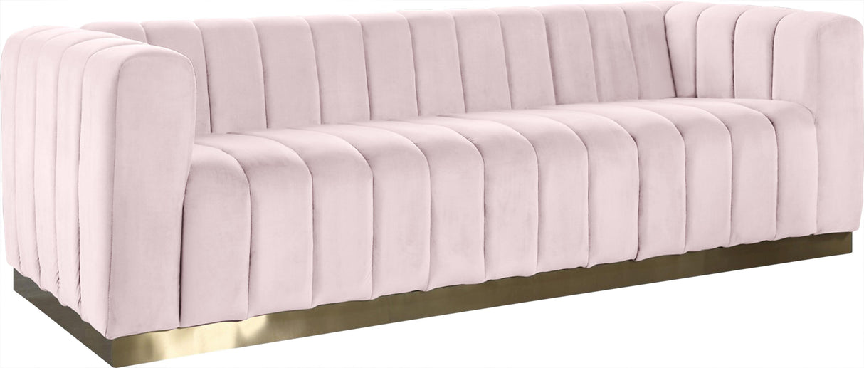 Marlon Pink Velvet Sofa - galleria furniture outlet