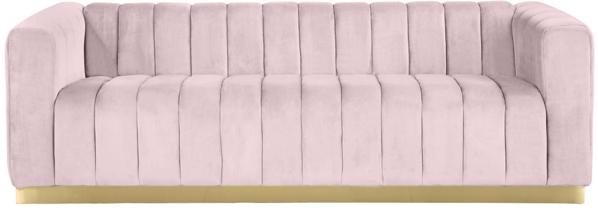 Marlon Pink Velvet Sofa - galleria furniture outlet