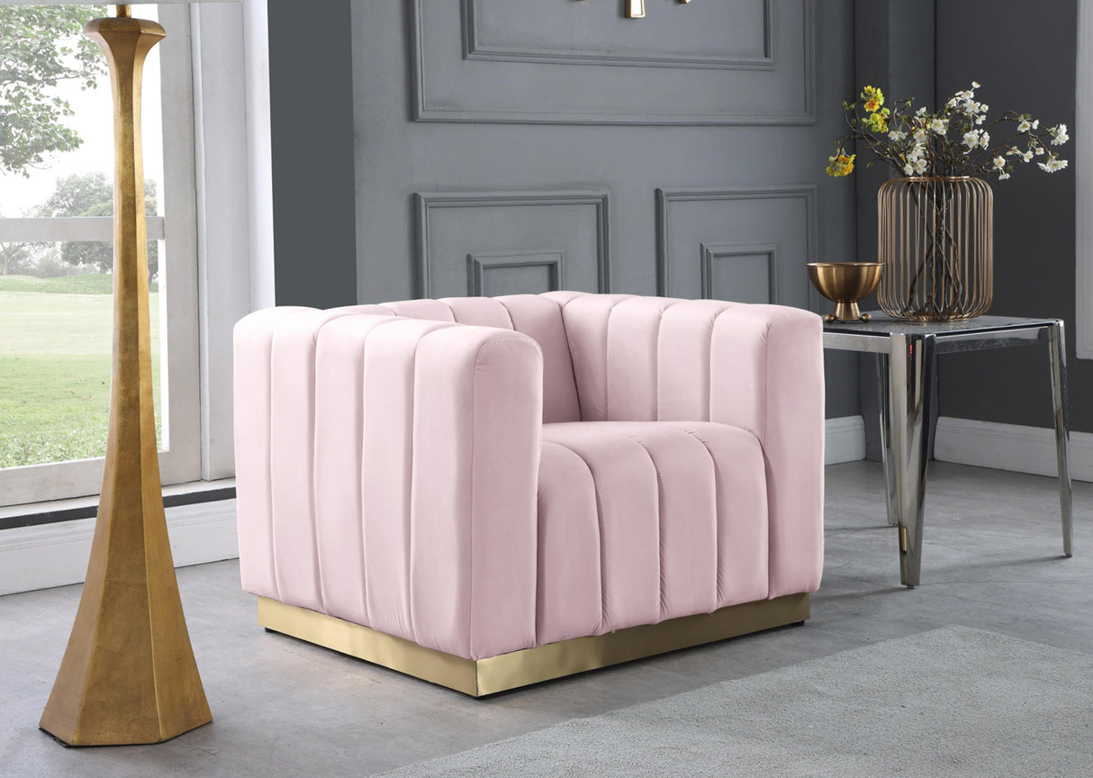 Marlon Pink Velvet Chair - galleria furniture outlet