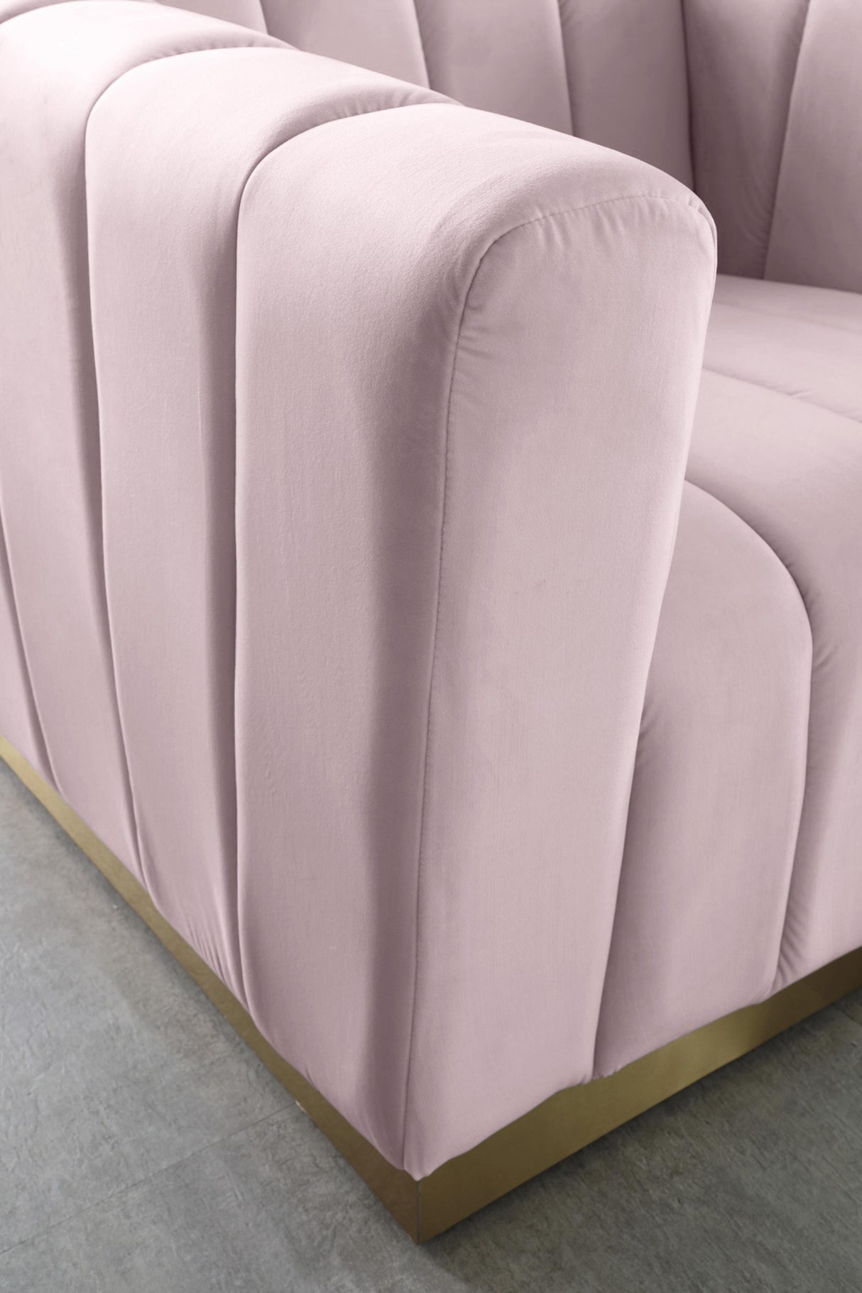 Marlon Pink Velvet Sofa - galleria furniture outlet