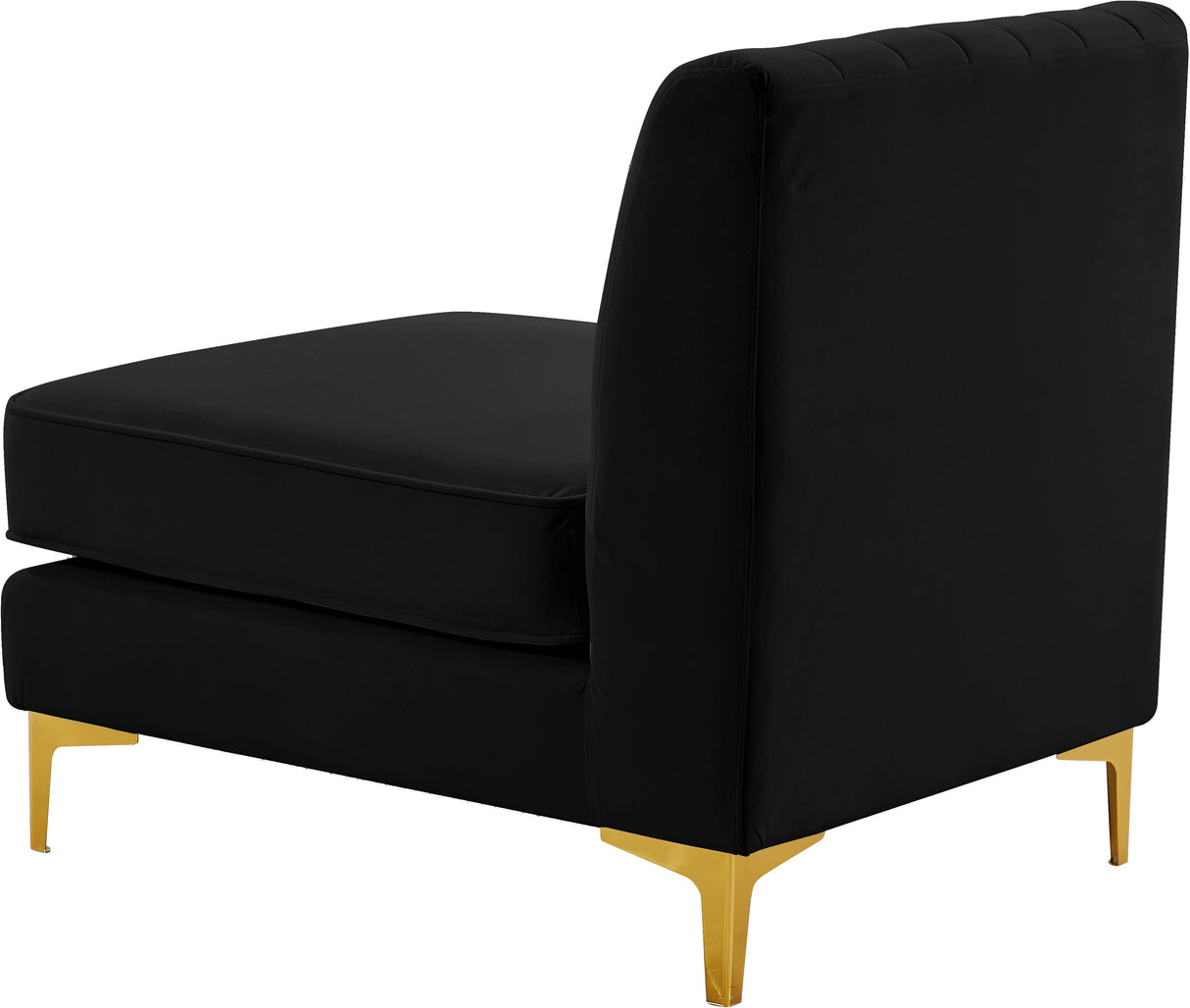 Alina Black Velvet Armless Chair - galleria furniture outlet