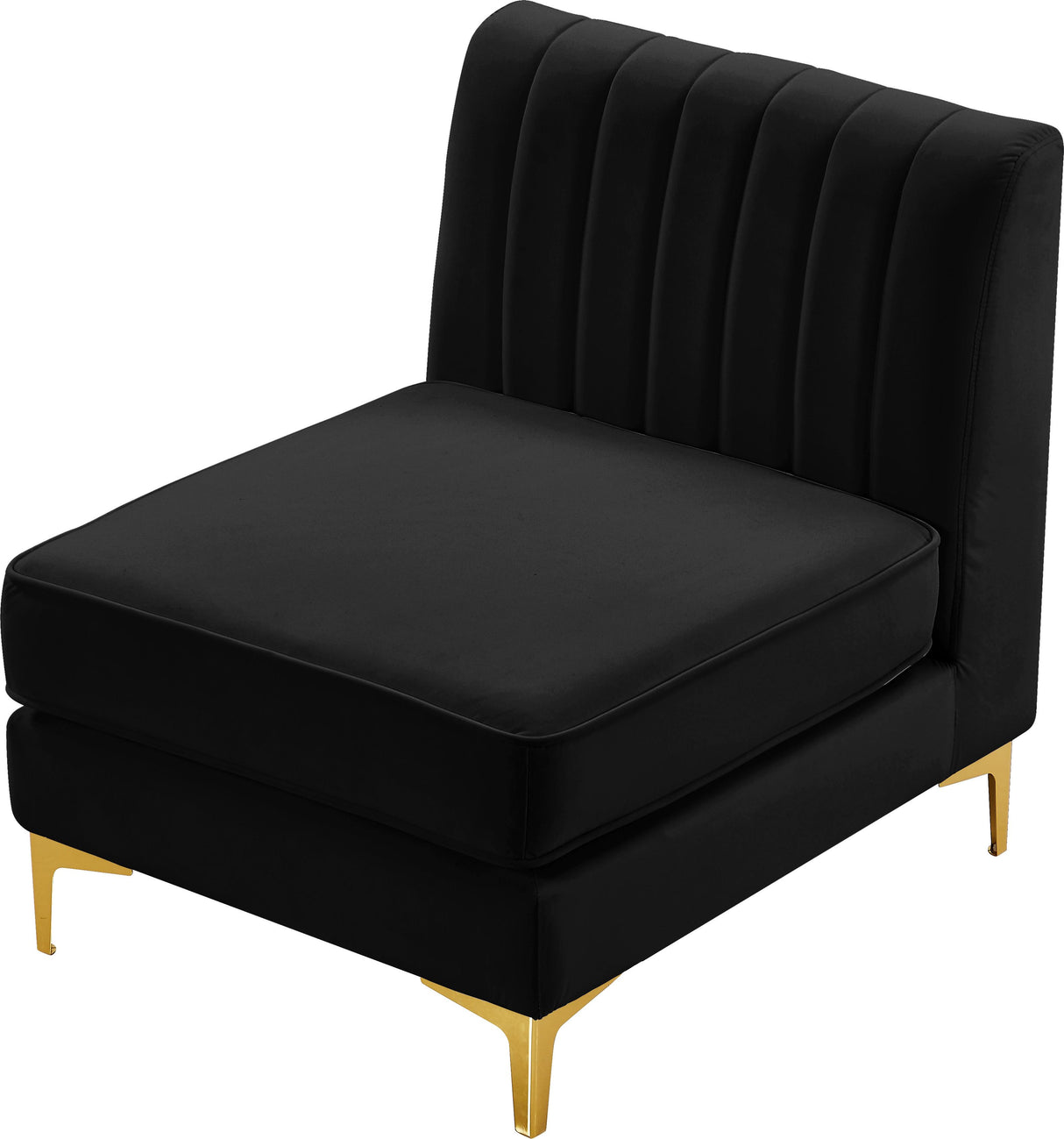 Alina Black Velvet Armless Chair - galleria furniture outlet