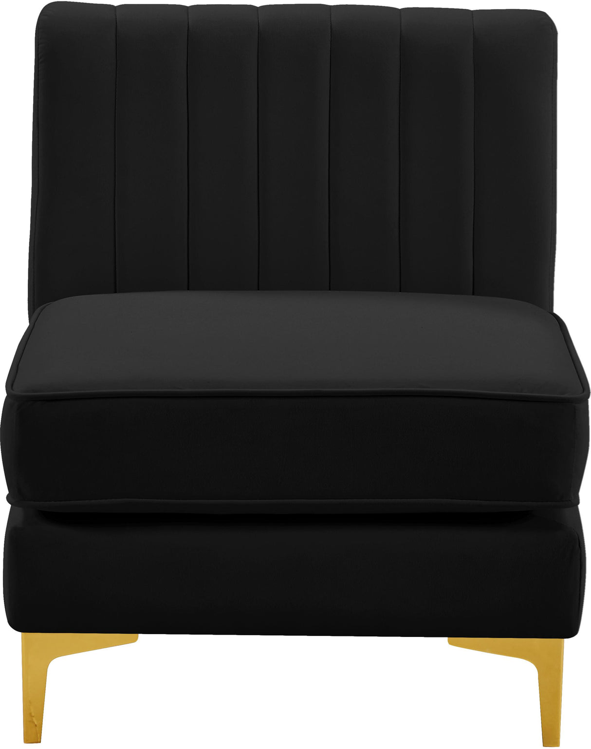 Alina Black Velvet Armless Chair - galleria furniture outlet