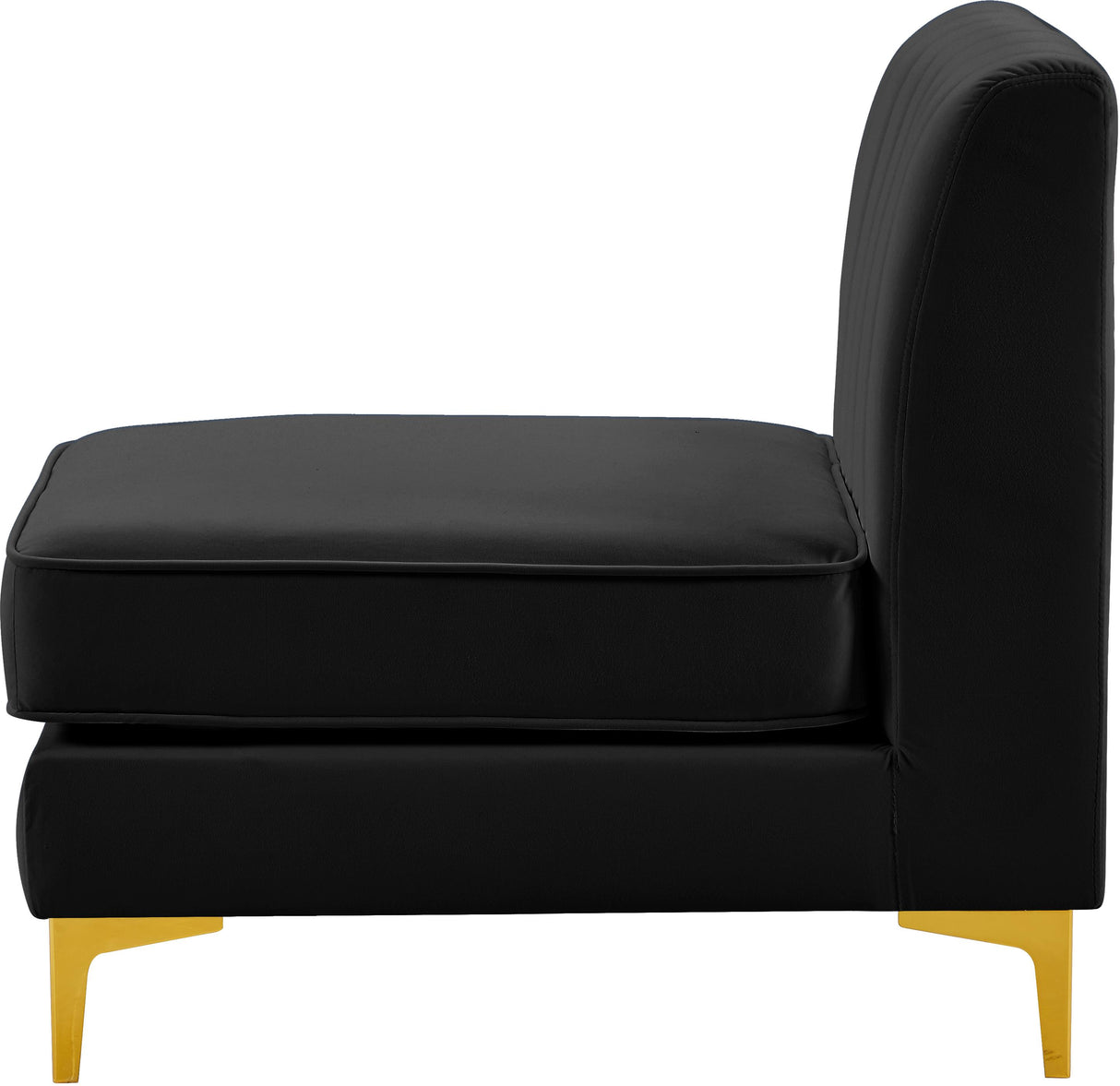 Alina Black Velvet Armless Chair - galleria furniture outlet