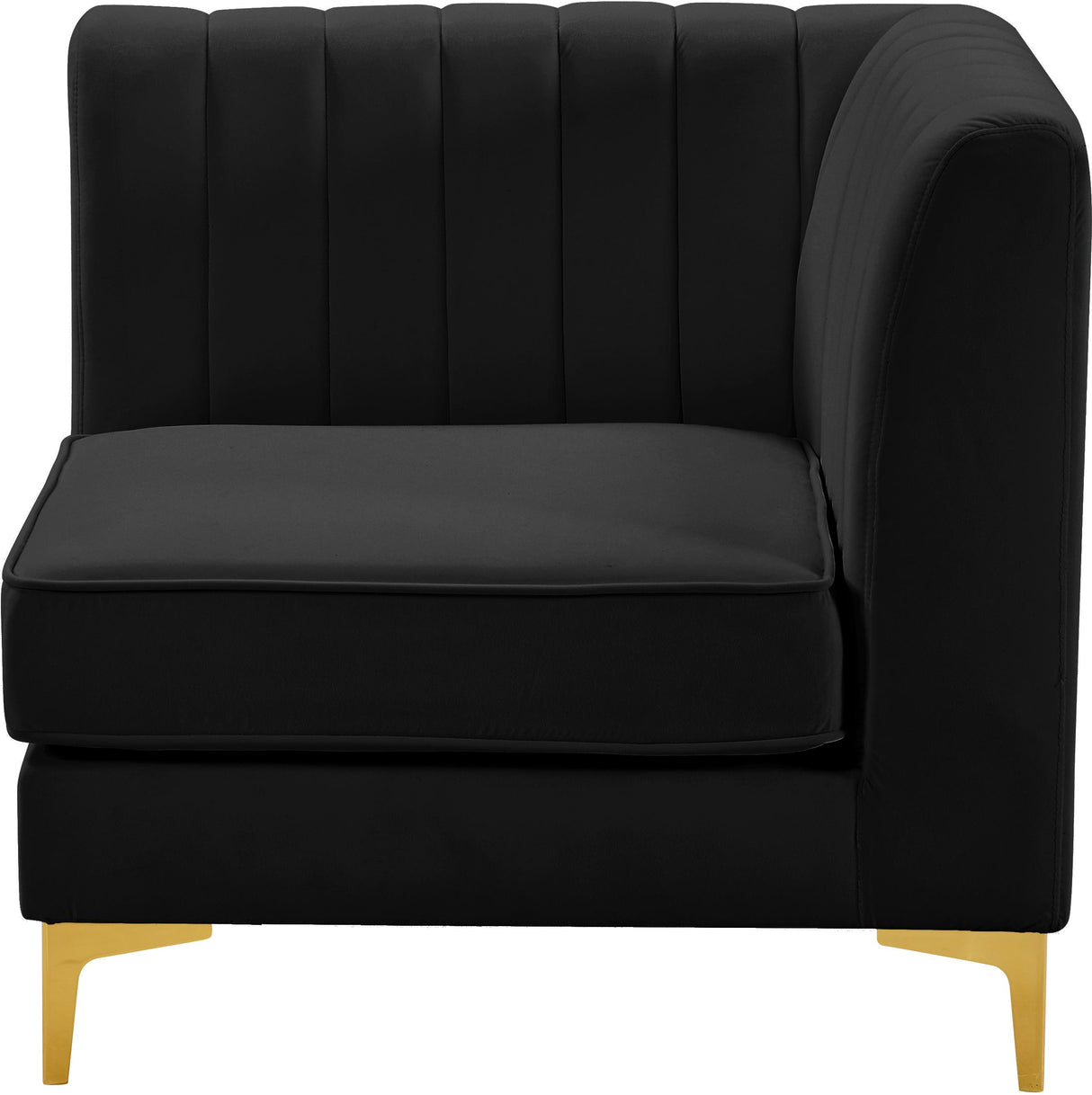 Alina Black Velvet Corner Chair - galleria furniture outlet