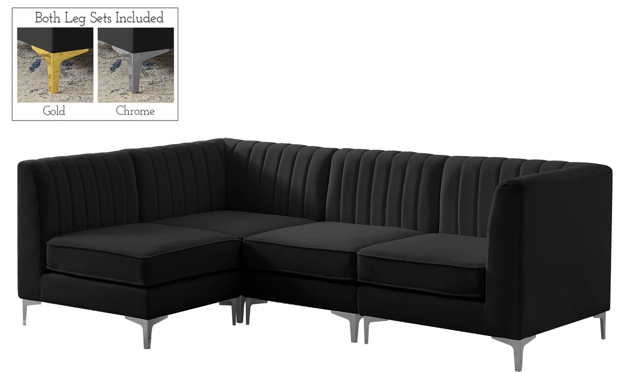 Alina Black Velvet Modular Sectional - galleria furniture outlet