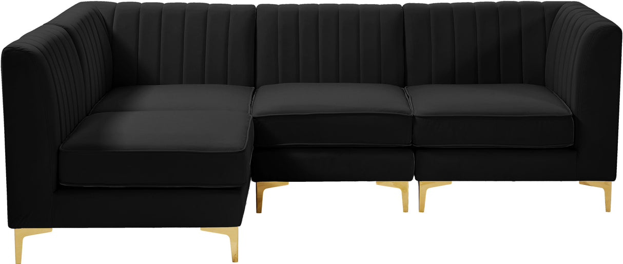 Alina Black Velvet Modular Sectional - galleria furniture outlet