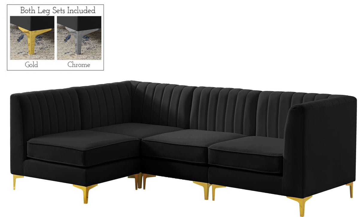 Alina Black Velvet Modular Sectional - galleria furniture outlet
