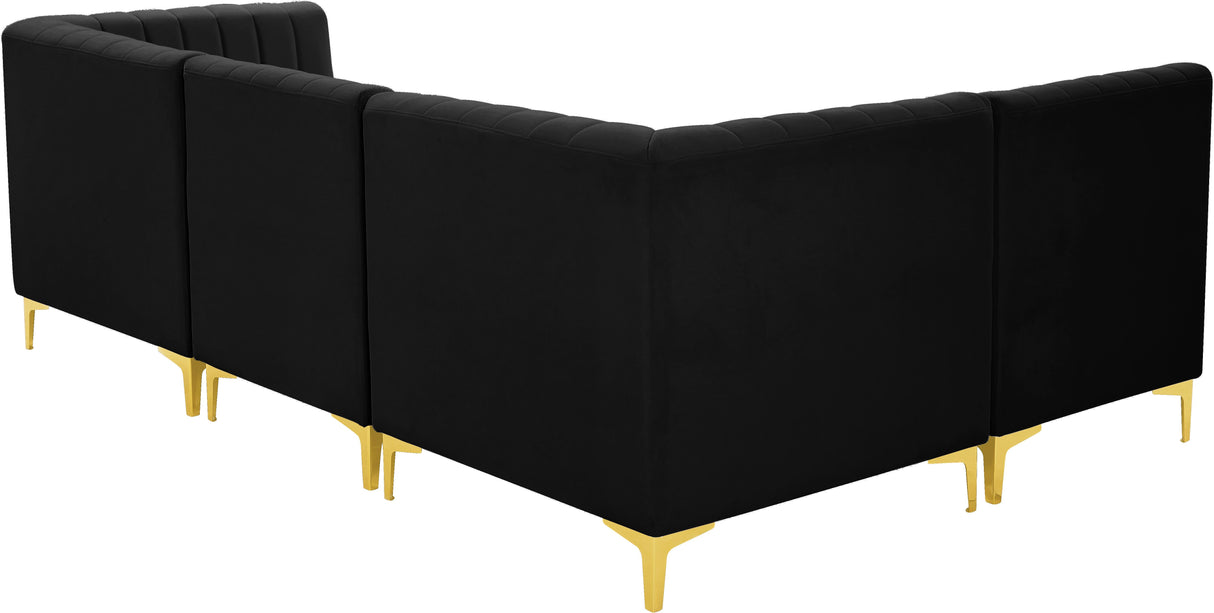 Alina Black Velvet Modular Sectional - galleria furniture outlet