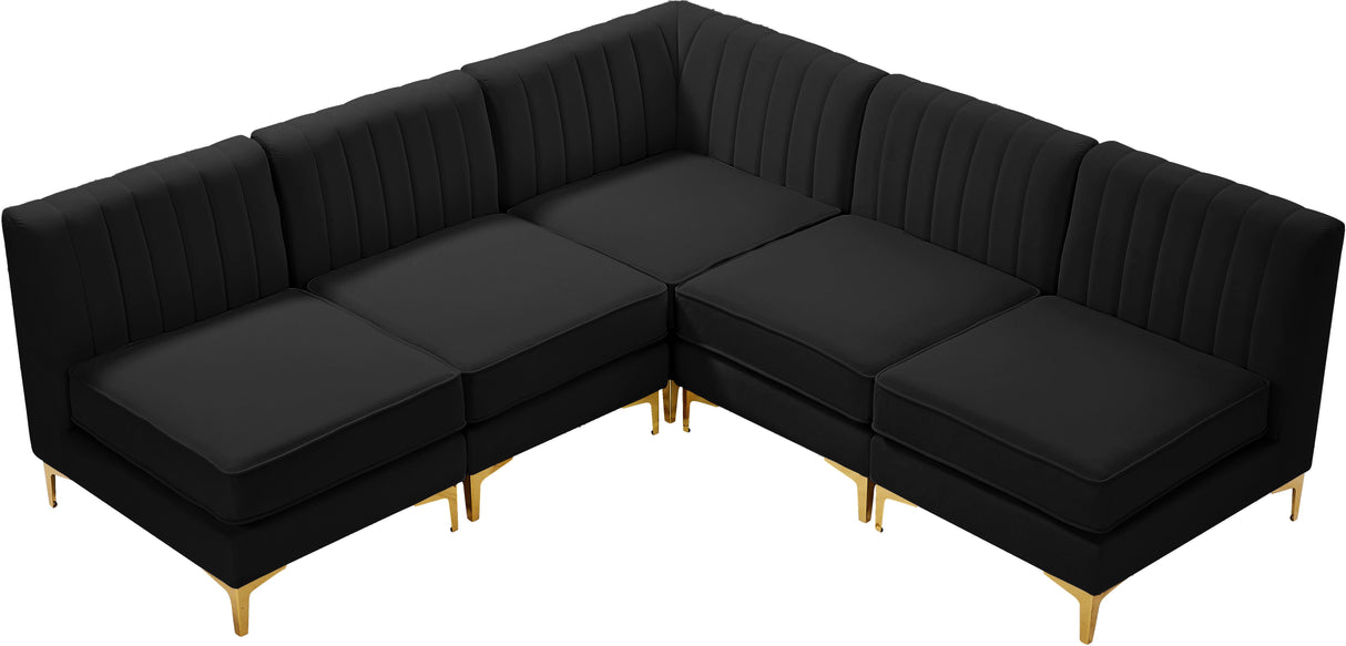 Alina Black Velvet Modular Sectional - galleria furniture outlet